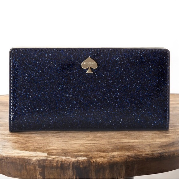 Kate Spade Dark Blue Glitter Bug Long Wallet - Picture 1 of 14